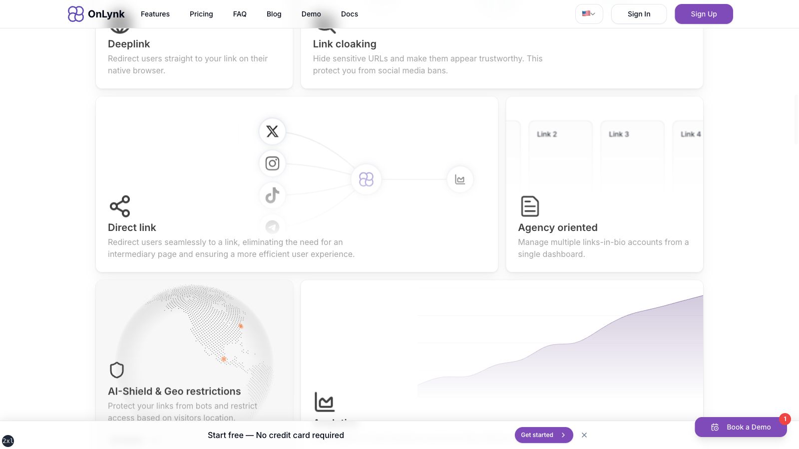 OnLynk marketing page section describing product features relevant to traffic handling